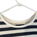 Sanctuary  Navy Blue & White Striped Split Back Short Sleeve Blouse Women Sz S Photo 4