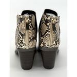 Bamboo  UPSTREAM-13 Womens 5.5 Beige Snake Chunky Heel Slip On Cutout Booties Photo 2