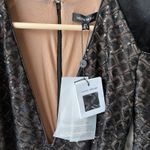 Nadine Merabi Rachel Black Lace Feather Trim Plunge V Photo 5