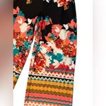 ECI  Floral and‎ Striped Wide-Leg Pants - Black, Red, Orange, Green Photo 3