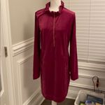 Lilly Pulitzer  Skipper Ruffle Dress Bordeaux Berry Velour Pocket Winter Party XL Photo 1