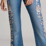 Y2K Vintage Embellished Embroidered Beaded Flare Jeans Low Rise 2000s Fairy Boho Blue Size 27 Photo 0