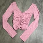 Forever 21  Ruched VNeck Long Sleeve Top Pink Size Small Photo 0