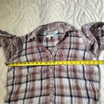 Vintage X America Size L Nadia Embellished Plaid Button Top Rustic Cozy Cabin White Size L Photo 11