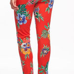 Old Navy  Red Floral Print Pixie Mid-Rise Pants Women’s Size 14 Photo 0