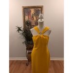 Gabrielle Union Shift Dress Womens 2 Yellow Ring Hole Front Wide Strap Back Zip Photo 2