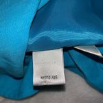 Laura Ashley XL Womens Embroidered Silk Linen Button Down Blue Blouse Sequins Photo 4