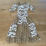 Current Air  Multi Floral Tiered Midi Dress in Yellow Green & Cream Photo 0