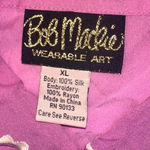 Bob Mackie Sz XL Pink Embroidered Art-to-Wear Cut-Away 100% Silk Jacket Tank Top Photo 4