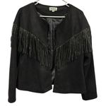 Rockin G Black Rhinestone Fringe Open Front Coastal Cowgirl Jacket Womens Small Photo 0