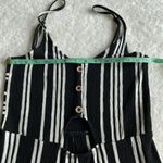 Love Tree Crop Jumpsuit Womens Sz L Black White Stripe Wide Leg Coastal Nautical Photo 5