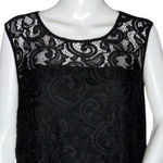 Adrianna Papell Shirt Womens Small Black Lace Neutral Minimalist Elegant Casual Photo 4