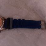 Navy Blue Strap Watch with Faux Gold Face Photo 3