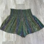 Queen of Sparkles Metallic Green Pleated Swing Shorts Size Large Photo 6