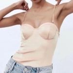ZARA  Silk Bustier Spaghetti Strap Gold Bodysuit Photo 1