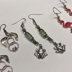 Flamingo Lot Of 3 Earrings Pierced Animals - Dangle Frog / Dog / Bird Photo 6