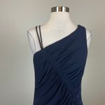 AQUA One Shoulder Thigh Slit A-Line Long Evening Gown Blue Size 14 Formal Dress Photo 6