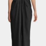 Ramy Brook Quinn Plunge-Neck Gown Dress Black Size 10 NWT Bold Front Slit Photo 0