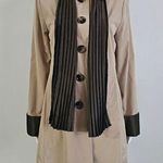 London Fog  Tan & Brown Trenchcoat With Coordinating Brown Scarf Size Small Photo 0