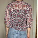 Iz Byer Vintage  Sheer Boho Black Red Blouse Size L Photo 2