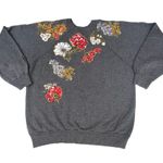 Tultex Vintage 90s Floral Grey Crewneck Sweater Photo 0