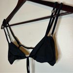 TJD Bikini Triangle Swim Top Strappy Wraparound Black Silver Beads Small Neutral Photo 1