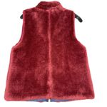 J.Crew Fuzzy Burgundy Zip Front Vest Women’s Small – Faux Fur Sherpa Layer Red Photo 2