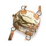 Vintage Y2K Women's Striped Canvas Leather Handle Shoulder Hand Bag Beachy Artsy Red Photo 4