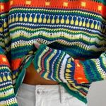 SheIn Women’s Large Striped Cropped Crewneck Sweater. Scalloped Hem. Oversized. Photo 0