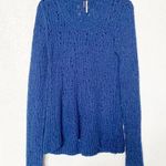 Free People  Blue Scoop Neck Rib Knit Sweater Size Medium Photo 0