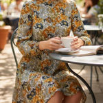 Amour Vert  Floral Print Mock Neck Long Sleeve Dress XS Photo 0