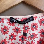 ZARA NWT Printed Belted Jumpsuit in Red White Floral Size Extra Small Photo 7