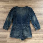 Free People Denim Romper in Dark Blue Womens Long Sleeve Collarless Size 4 Photo 3