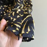 Classiques Entier  100% Silk Blouse Top Button Up‎ Black Yellow Cap Sleeve Size S Photo 3