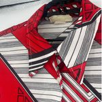 Vtg Fire Islander 1980s Womens Shirt Sz 44 USA Patch Dagger Collar Geometric Y2K Red Photo 2