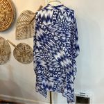 Michael Stars Blue White Kimono Cardigan Open Front Boho Lightweight Viscose Photo 5