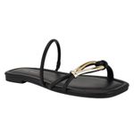 Nine West Tigra Square Toe Strappy Slide Flat Sandal Black Gold Size 7M Photo 1