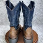 JB Dillon Reserve Men's Leather Cowboy Boots Blue Brown Square Toe Size 5.5M 7W Photo 3