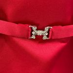 Vintage 90s Strapless Fit & Flare Mini Dress Belted Waist Satin Red Womens 8 Photo 3