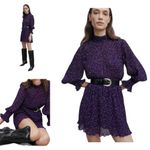 ZARA  PURPLE SMOCKED
WAIST & CUFFS POLKA DOT
MINI JUMPERSUITE DRESS SIZE MEDIUM Photo 8