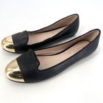 ALDO Women’s Leather Black and Metallic Gold Flats Loafers Size 7.5 Photo 1