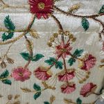 Floral Embroidered Cream Handbag Red Photo 1