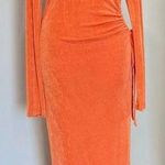 12th Tribe  Orange Long Sleeve Bodycon Side Cutout Side Slit Evening Club Dress M Photo 0