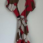 BCBGMAXAZRIA Red and Brown Puff Sleeve Mini Sundress Photo 4