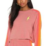 Aviator Nation Bolt Crop Sweatshirt Petal Neon Photo 0