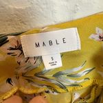 Mable Asymmetrical Yellow Floral Midi Dress Cinch Slit Cowl Neck Tropical Small Photo 4
