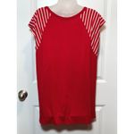 USA Red Striped Sleeve Raglan Tee Shirt Top Womens Medium 4th of July Photo 2