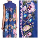 ARATTA Silent Journey Sleeveless Blue Printed Floral Maxi Duster Dress, sz. S Photo 9