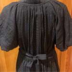 Lulus Adorable Type Black Surplice Puff Sleeve Textured Woven Midi Dress Medium Photo 15