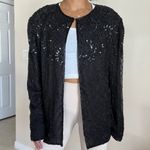 Vintage JMD New York 100% Silk Black Open Cardigan Jacket Size XL Photo 9